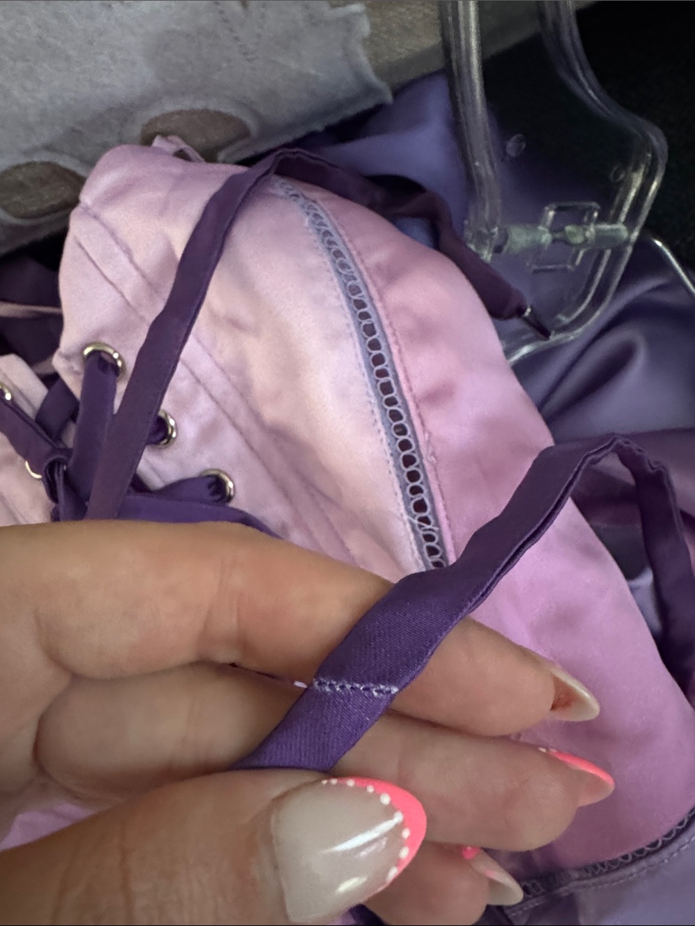 House of CB ANABELLA Ombre Print Lace Up Maxi Dress Pink Purple Size Large - Picture 3 of 16